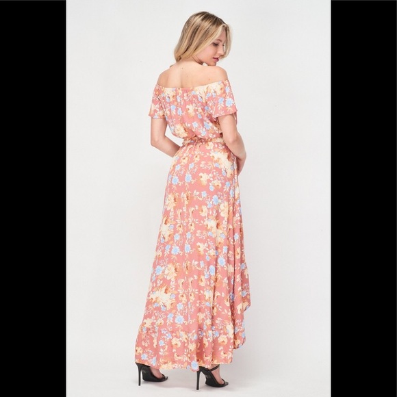 ❌SOLD OUT❌Hi low floral print off shoulder dress - Picture 7 of 7